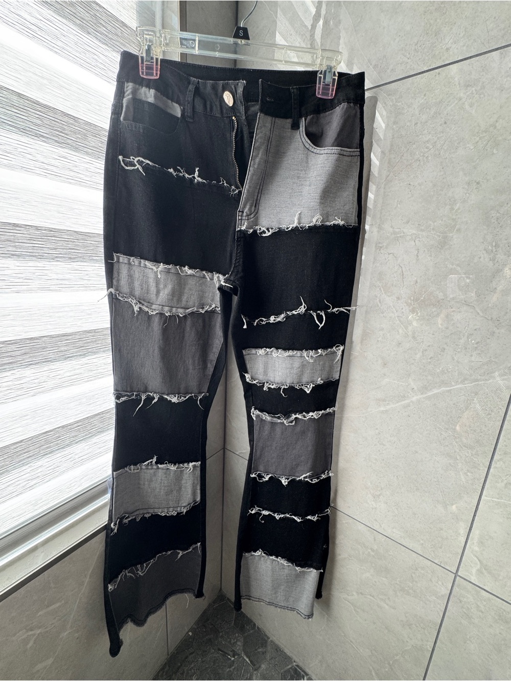 Two-Tone Black & Gray patchwork Jeans